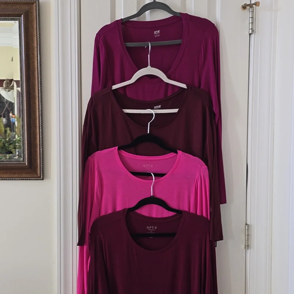 APT. 9 & A.N.A BRANDS WOMEN'S LONG SLEEVES T-SHIRT BUNDLE OF 4